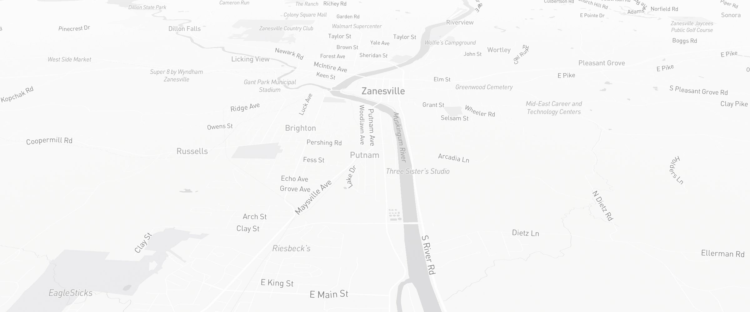 Neighborhood map of Zanesville, OH — the area served by Life Insurance Agents of Zanesville Group